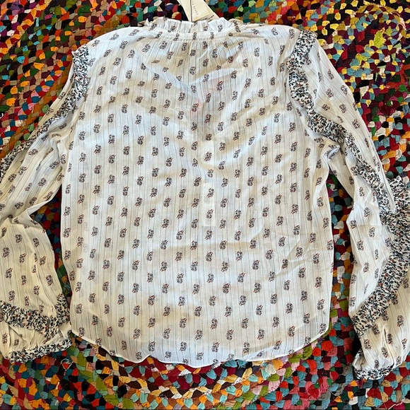 NWT Veronica Beard Abra Stamped Floral Top White Blouse - Picture 11 of 15